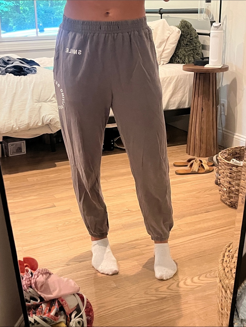 SHEIN Joggers - Gray with Smile Print